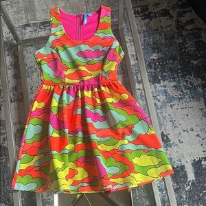 Colorful Cloud Pattern 60’s style Dress